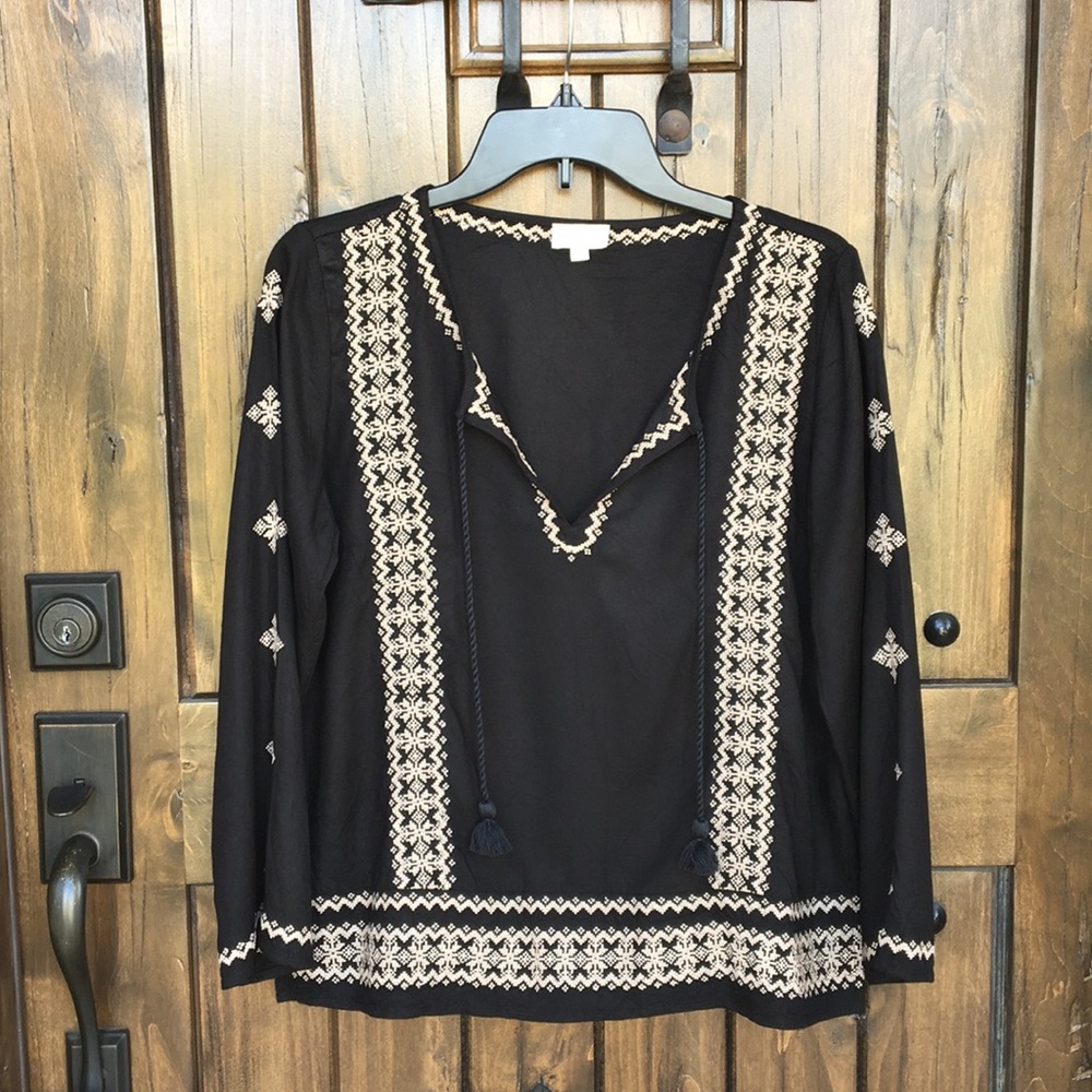 Marabelle Boho Embroidered Tassel Blouse S - Picture 2 of 7